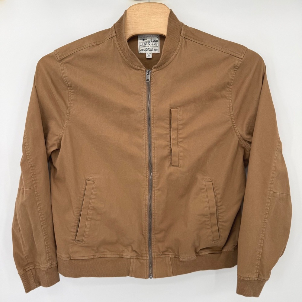 Lucky Brand Jacket Mens XXL Brown Bomber Full Zip Cotton Blend Casual 5773